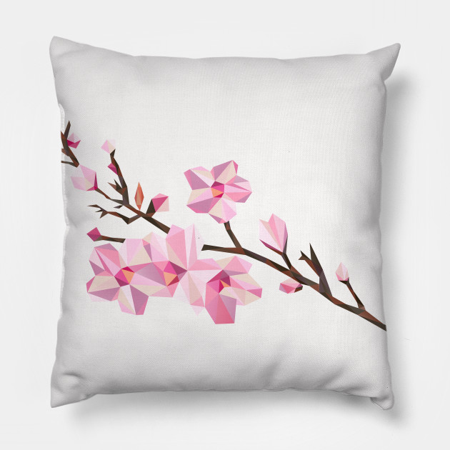 Geometric Japanese Sakura Cherry Blossoms On White Background