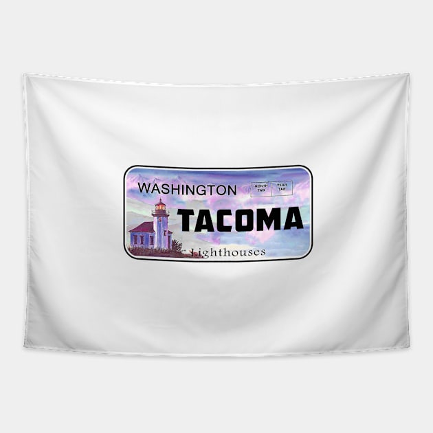 Tacoma Washington License Plate Lighthouses Tapestry by DD2019