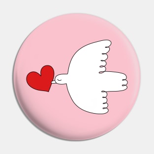 The Dove of Love - line drawn bird with a heart by Cecca Designs for Valentines Pin