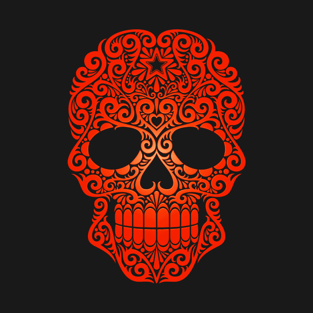 Red Swirling Sugar Skull by jeffbartels