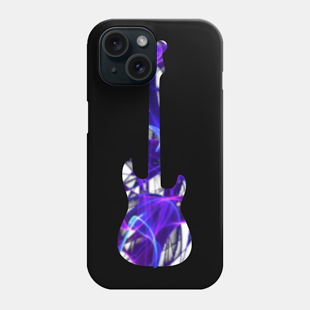 Purple Flame Guitar Silhouette on White Phone Case by gkillerb