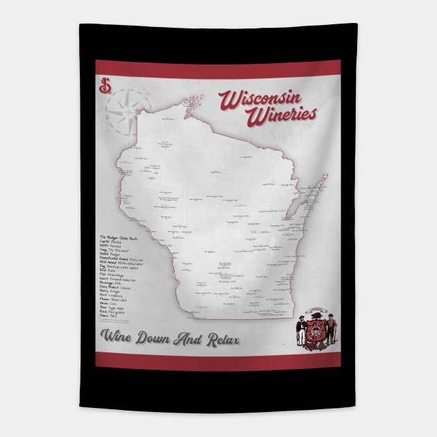 Wisconsin Wineries Map - Wisconsin - Tapestry  TeePublic
