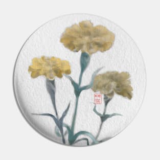 watercolor and sumiE ink yellow carnations Pin