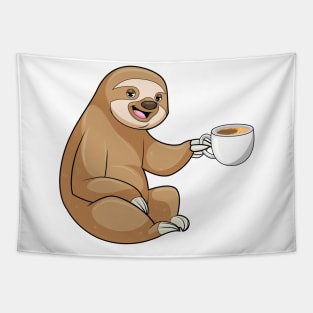 Sloth with Cup of Coffee Tapestry