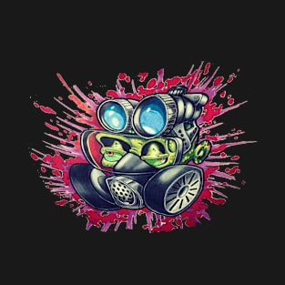New School Style Zombie Gas Mask Distorted Effect Art T-Shirt