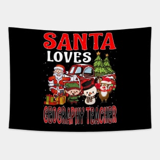 Santa Loves Geography Teacher Tapestry