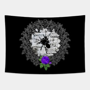 Spider Purple Rose Wreath Tapestry