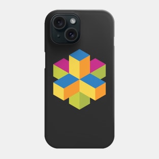Isometric abstract color cubes Phone Case