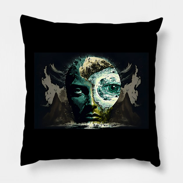 Human GOD Pillow by www.TheAiCollective.art