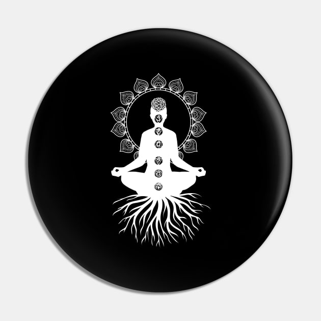 Meditator Roots, Chakras and Mandala Pin by Zen Cosmos Official