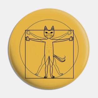 Vitruvian cat Pin