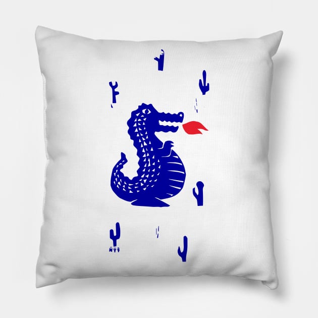 I am a dinosaur but I can breath fire! Pillow by notyetfamous