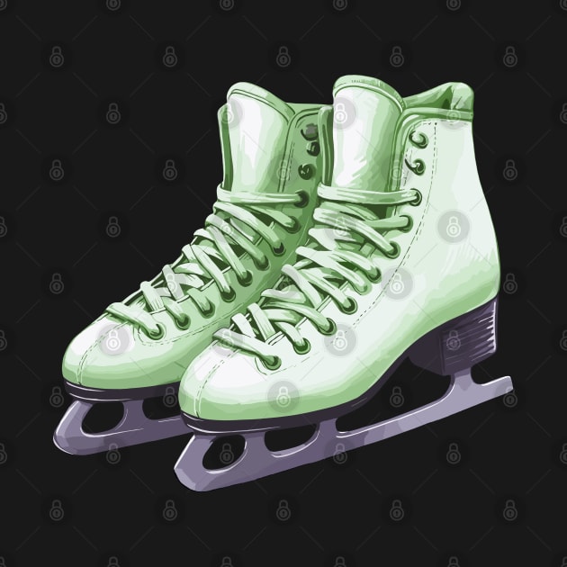 Pastel Green Ice Skating Boots by Siha Arts