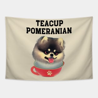 Adorable and Cute Teacup Pomeranian Puppy Fluffy Pomeranian Dog Owner Tapestry