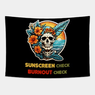 Workaholic Person On A Beach Sunscreen And Burnout Tapestry