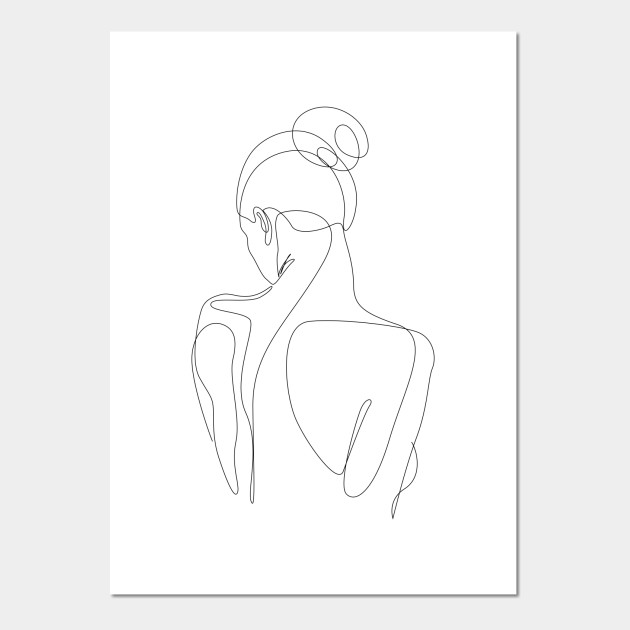 Dissol One Line Drawing Of Woman S Back Nude Back Plakat I Druk Artystyczny Teepublic Pl,How To Draw A Anime Wolf Girl Step By Step Easy