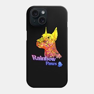 Rainbow paws - multicolor dog red Phone Case