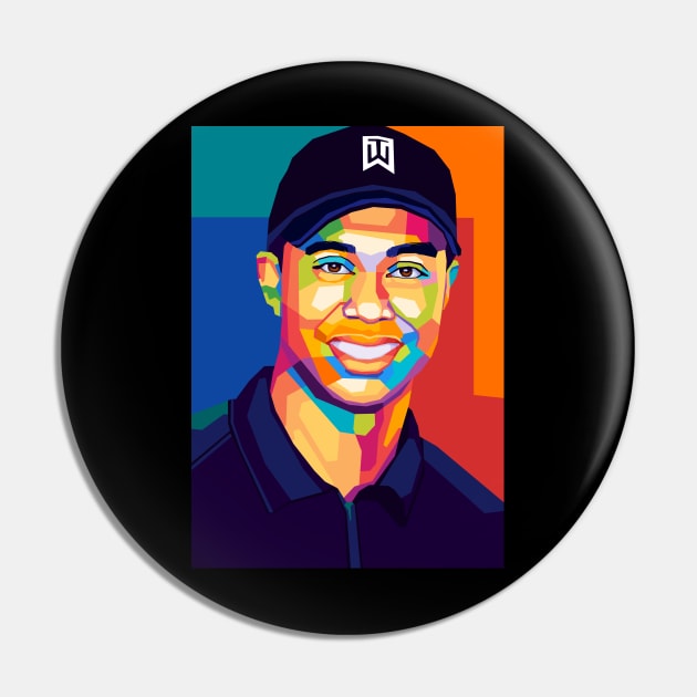 Tiger Woods Wpap Pop Art Pin by SiksisArt