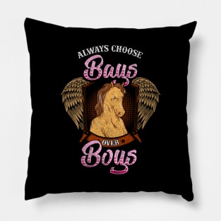 Funny Always Choose Bays Over Boys Horseriding Pun Pillow