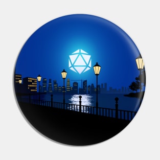 City Night Lights D20 Dice Moon Tabletop RPG Maps and Landscapes Pin