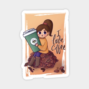 I love Coffee kawaii style Magnet