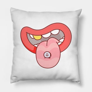 Silly And Funny Golden Tooth Illustration Pillow