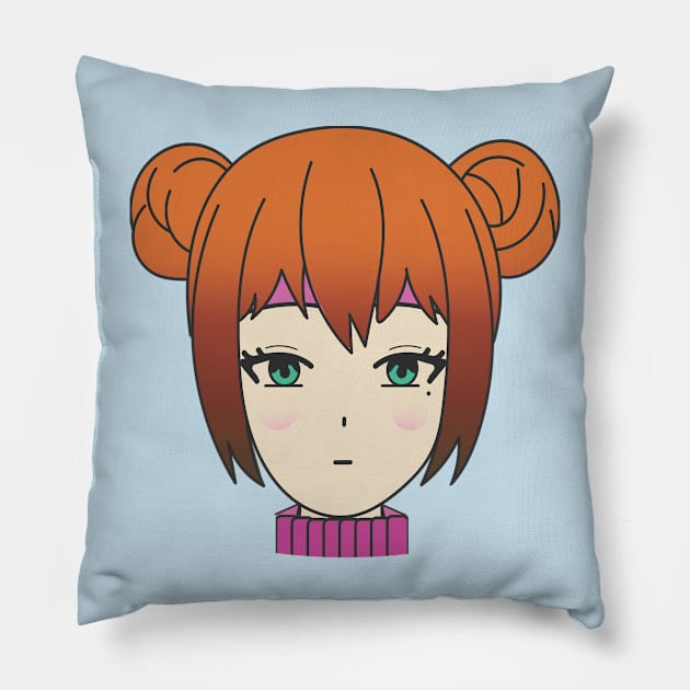 PHONE CASE ANIME GIRL RED HEAD GREEN EYES DESIGN Pillow by KathyNoNoise