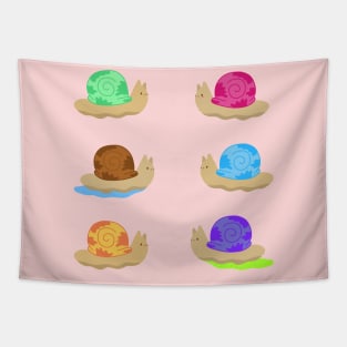 Colorful Kawaii Snails Tapestry