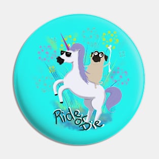 Pug Riding Unicorn Pin