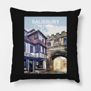 Salisbury Wiltshire. Travel poster Pillow