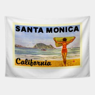 Santa Monica Beach California Vintage Tapestry