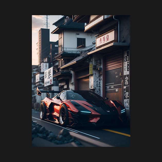 Dark Sports Car in Japanese City by star trek fanart and more