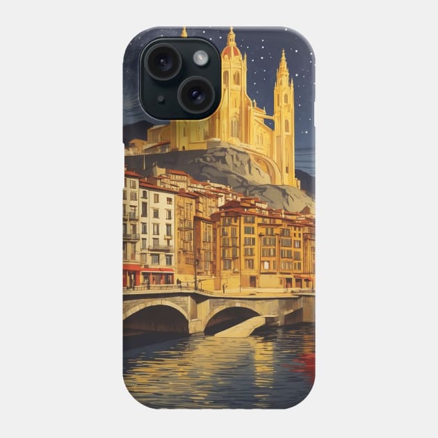 Bilbao Starry Night Spain Travel Tourism Retro Vintage Phone Case by TravelersGems