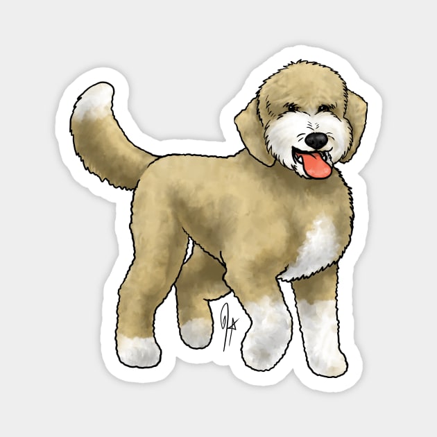 Dog - Sheepadoodle - Tan and White Magnet by Jen's Dogs Custom Gifts and Designs