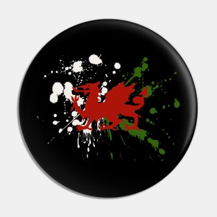 Welsh flag paint splash designer Pin