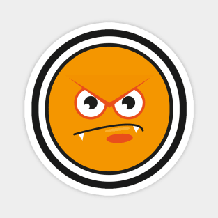 angry orange emoji face Magnet