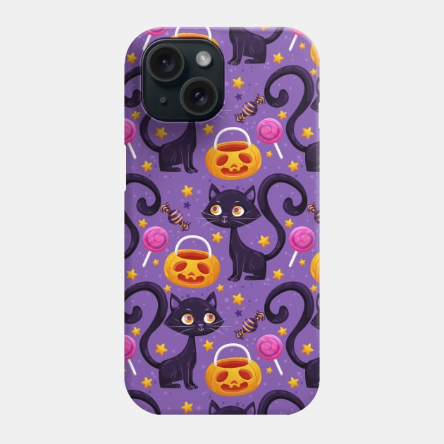 Black Cats JackOLanterns Candy Halloween Cute Fun Spooky Design Phone Case by OfficialTeeDreams