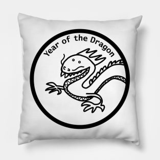 Year of the Dragon Portrait Black Line Pillow