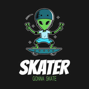 Alien Spaceship Skaterboarder Skateboarding Skater T-Shirt