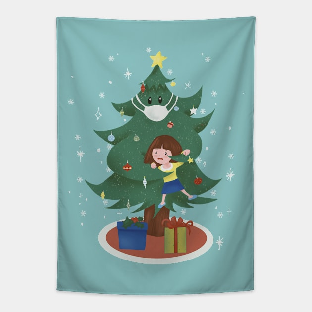 Funny Christmas tree special COVID Tapestry by Mimie20