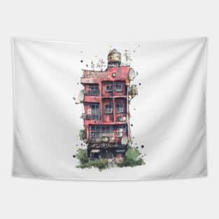 Pink Apartment Block Tapestry