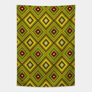 Green Aand Yellow Diamond Shape Pattern Tapestry