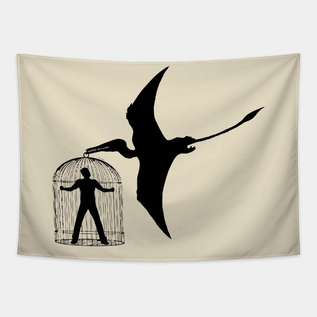 Dinosaur pterodattilo cage men Tapestry by Collagedream