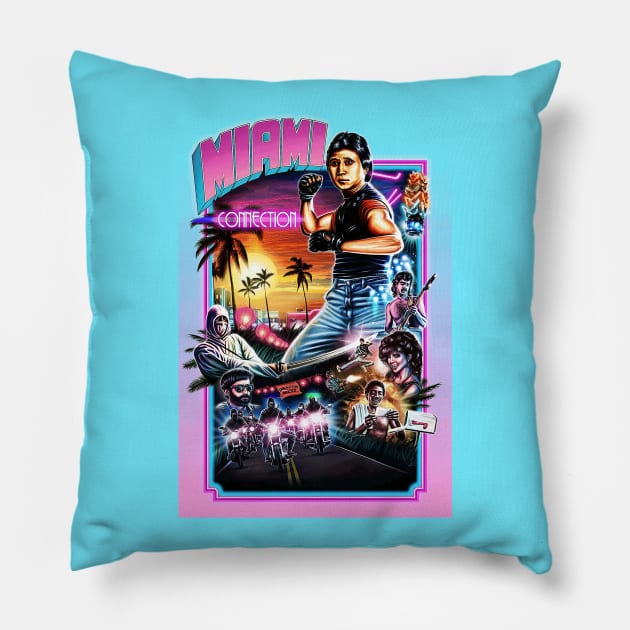 Miami Connection - Movie Poster of the 1987 Martial Arts Film Pillow by caseofstyle