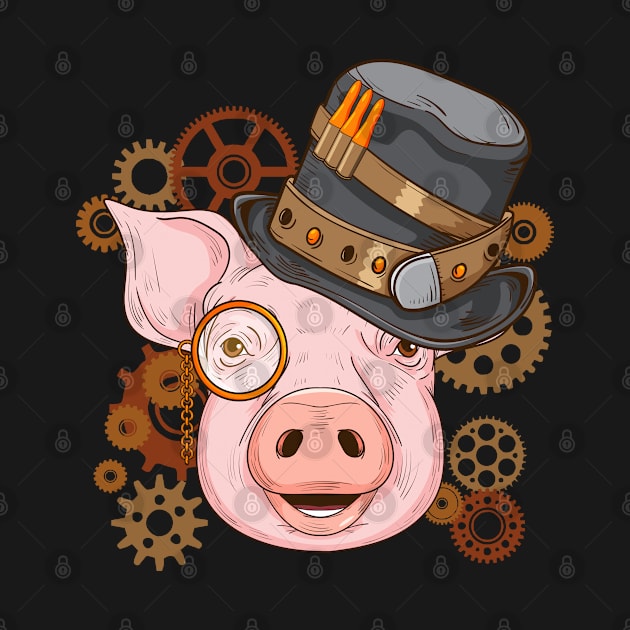 Pig Lover Men Swine Farm Animal Gift Kids Women Steampunk Pig by PomegranatePower