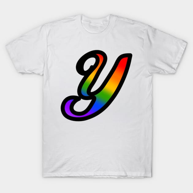 JennaBunnies Rainbow Cursive Letter T-Shirt