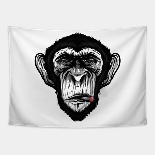 Cigar Chimp Tapestry by mikethepacheco