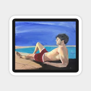 Man Relaxing in the Sun Magnet