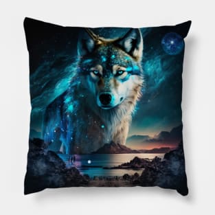 Tamaskan Wolfdog Galactic Scenery Pillow