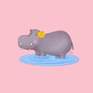 Cute Hippo Art T-Shirt